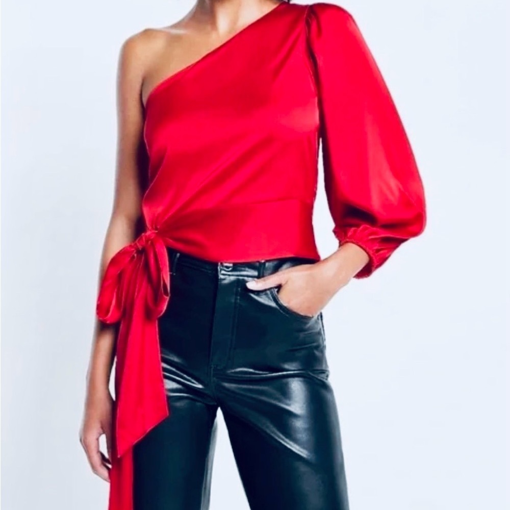 Express Vibrant Red One-Shoulder Blouse-EUC SZ Small